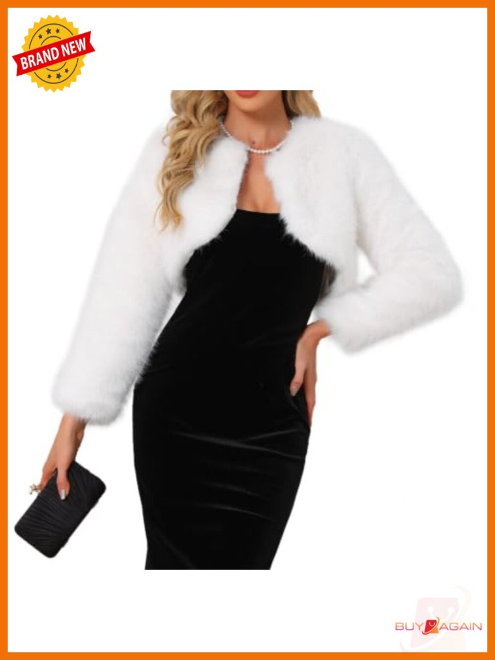 Faux Fur Bolero Shrug Cropped Wedding Coat Fuzzy Long Sleeve Formal